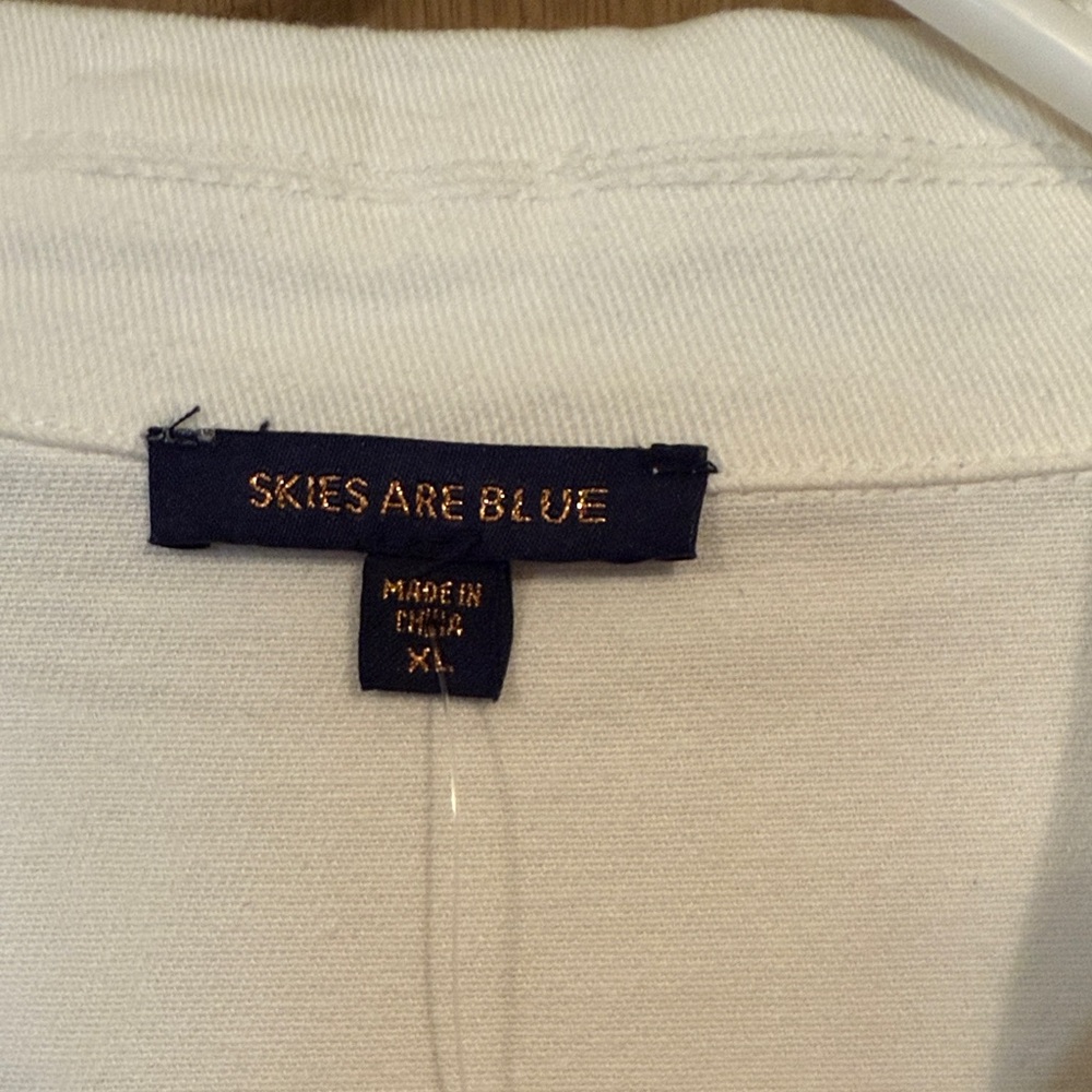 Skies Are Blue White Denim Romper with Belt Short Sleeve XL - Picture 5 of 7